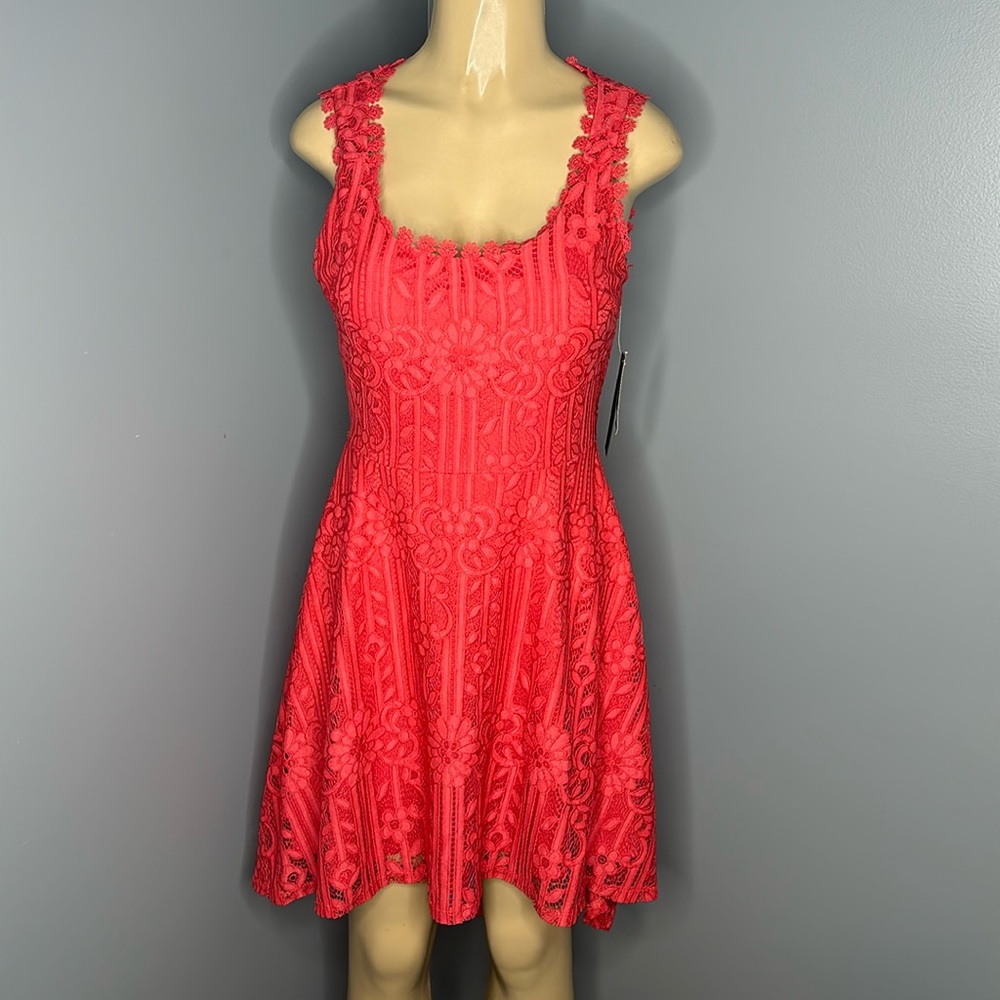 City Studio peach high-low lace dress size 3 sleeveless